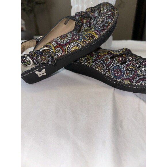 Alegria Mule Clogs Leather Multicolor Floral Sz 37 - Picture 2 of 9